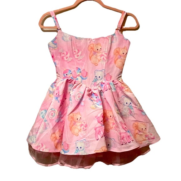 Sugar Thrillz Dresses & Skirts - Sugar Thrillz Pink Critter Corset Lace Up Dress!